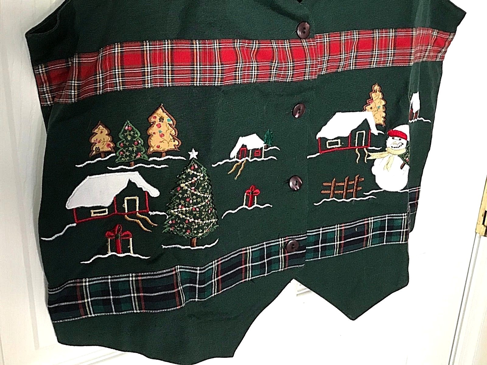 NUTCRACKER Button Down Holiday Christmas Vest w/Wreath & Dog Pins All Cotton Med