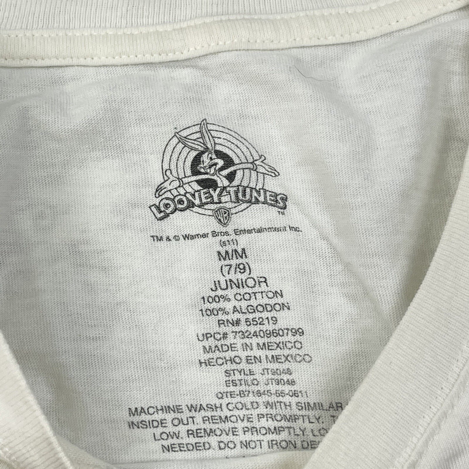 Warner Bros Tweety N is for Nerdy Bird Looney ToonWhite Glitter Top Shirt M 7/9