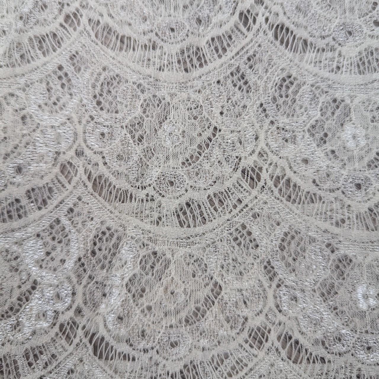 Aeropostale Cream White Scalloped Floral Lace See Through Short Sleeve Shirt
