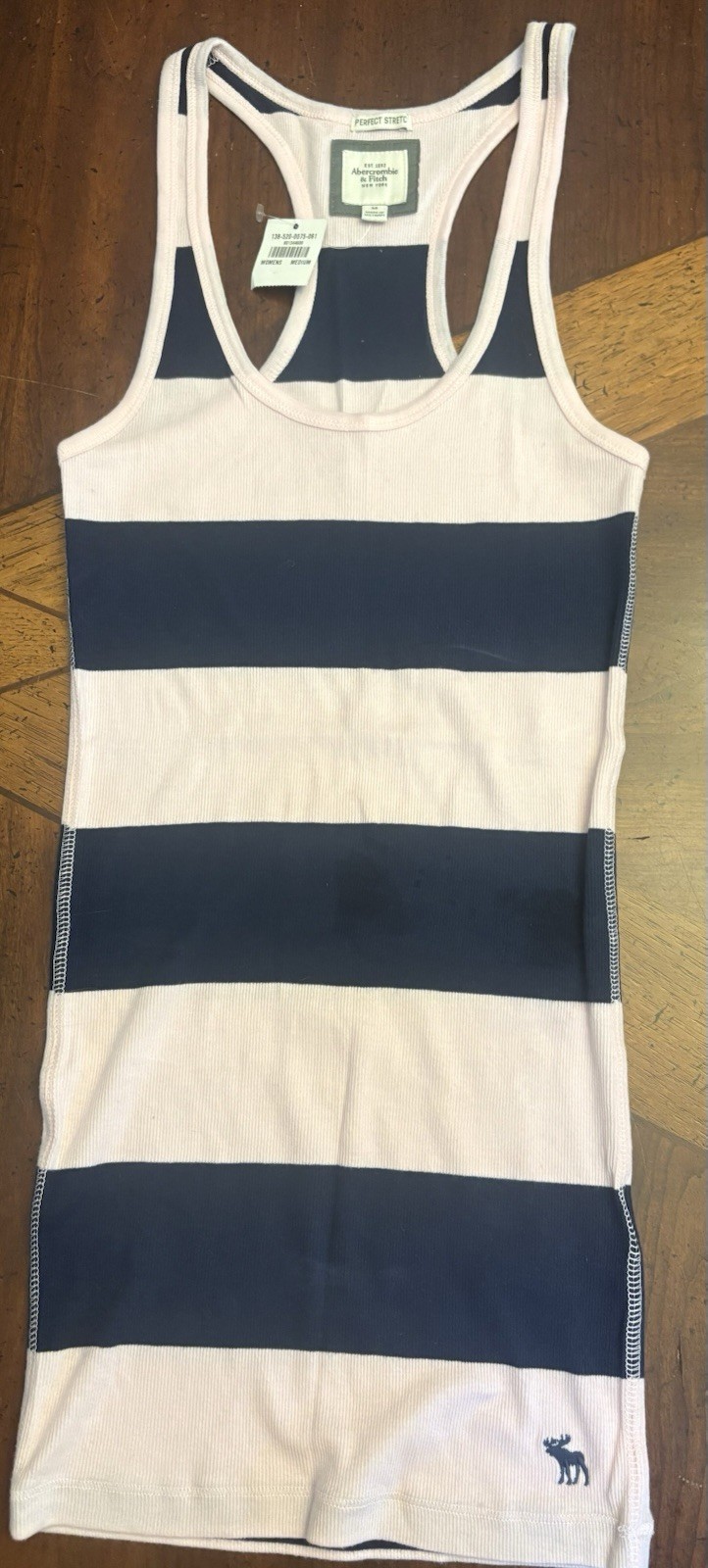 Y2K Abercrombie & Fitch Vintage Women Ribbed Racerback Stretch Stripe Tank, NWT