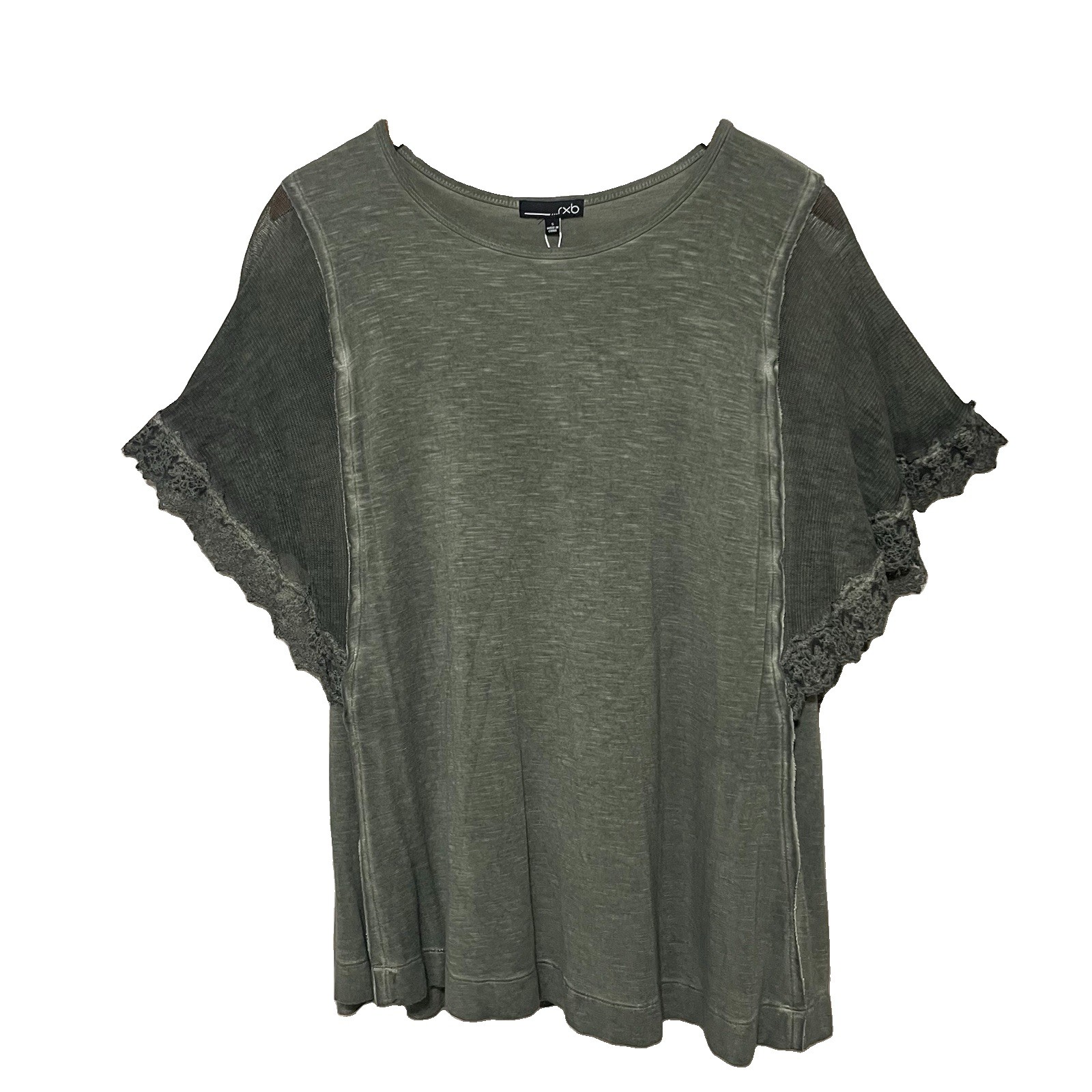 NEW RXB Boho Top Dark Green Sheer Bell Sleeves Women’s Size S Romantic Blouse