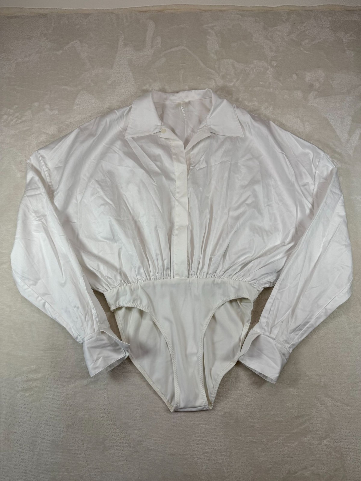 Norma Kamali NWOT Super Oversized Boyfriend Bodysuit White NK Shirt XS/34