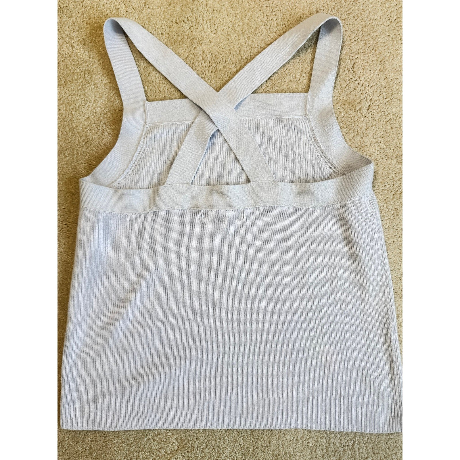 Banana Republic Knit Sweater Tank Top M Light Blue Square Neck Cross Back Size M