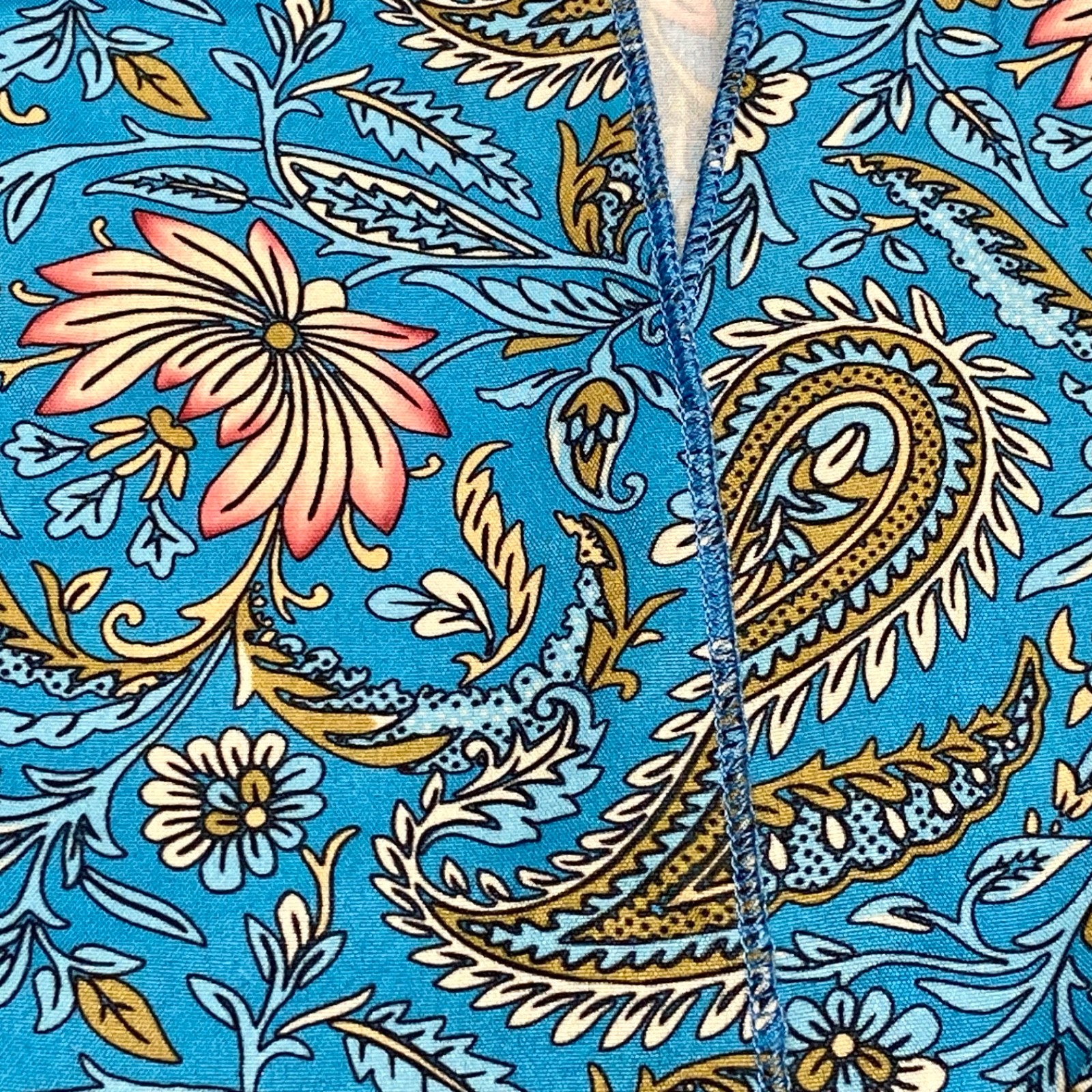 Women’s Kimono Top Blue Paisley Open Front Bohemian Western Small Duster NWT