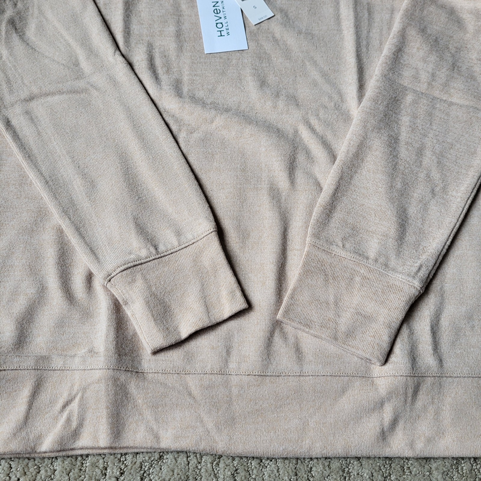 Women’s Haven Well Within Fine-Knit Long Sleeve Pullover Top– Beige– Size S–NWT