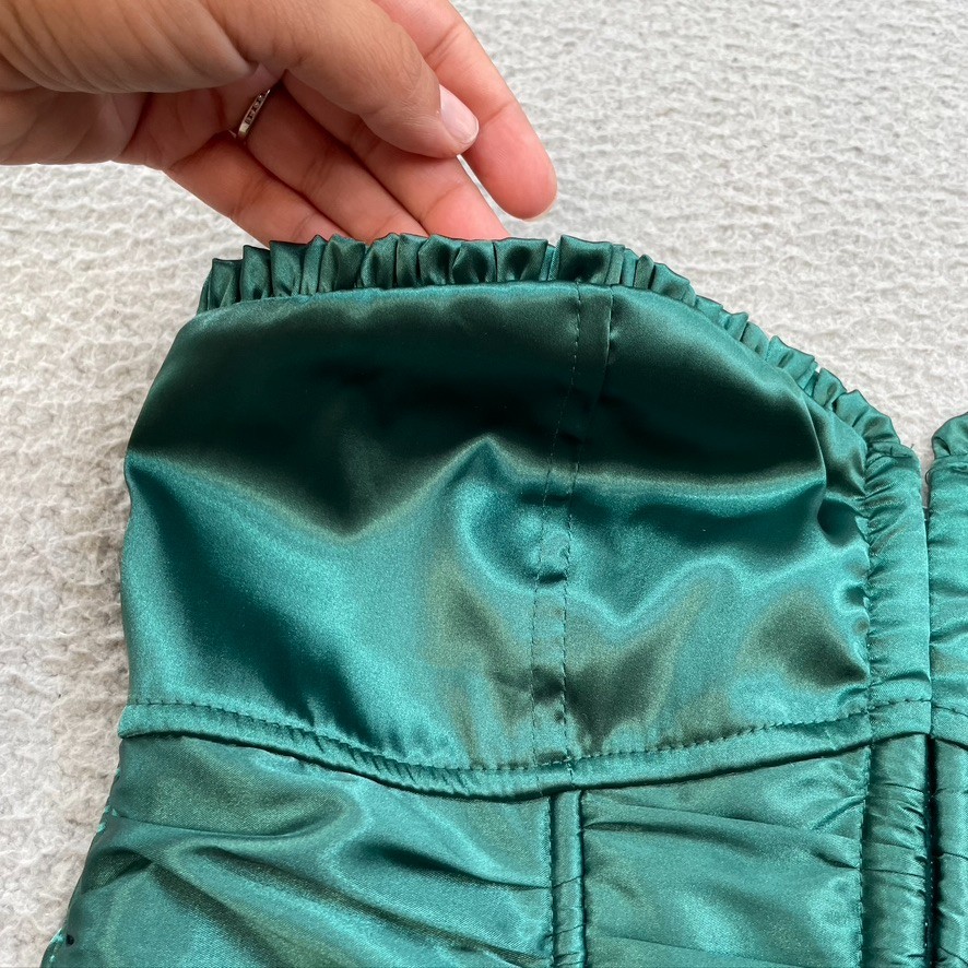 Superdown Sevilla Corset Top Womens Small Green Satin Strapless Club Festival