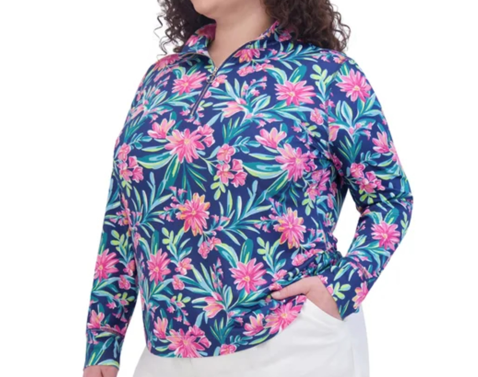 Stella Parker Shirt Quarter Zip Athletic UPF 50 Sun Top S L XL XXL 2X Palm Golf