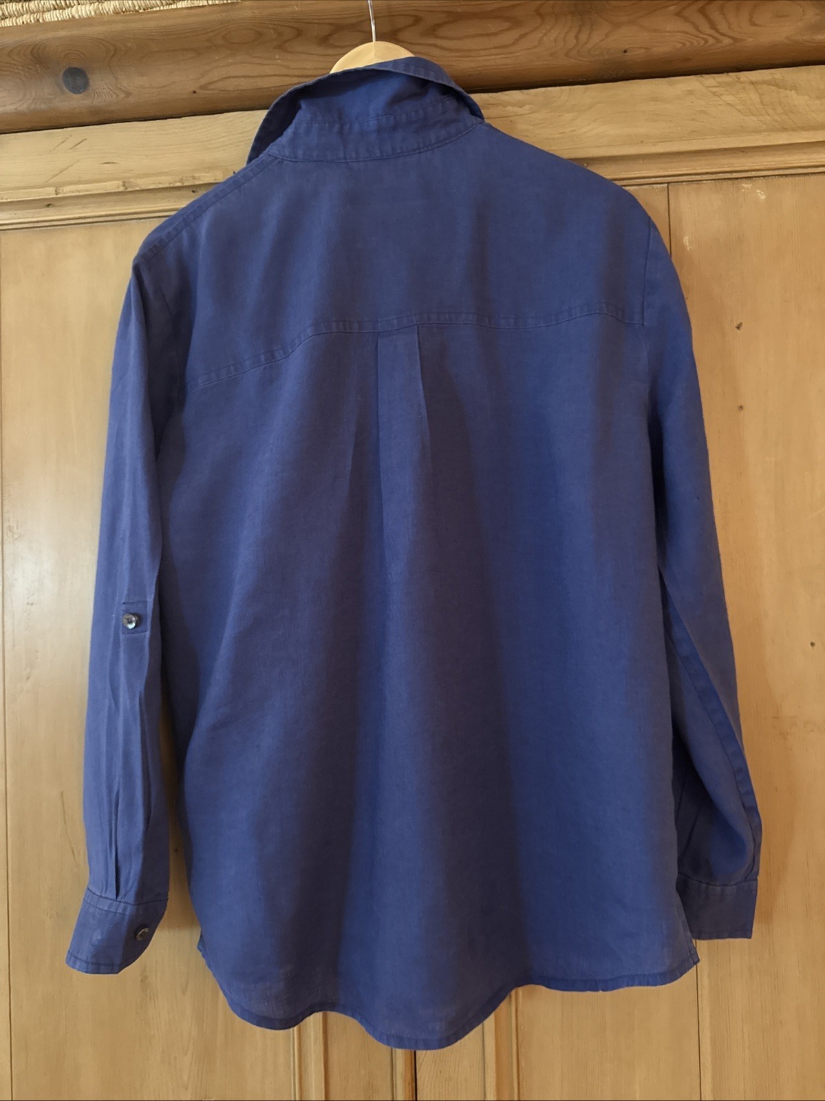 SAKS FIFTH AVENUE Sport Women’s 100% Linen BLUE Button Up Shirt RELAXED FIT Sz 6