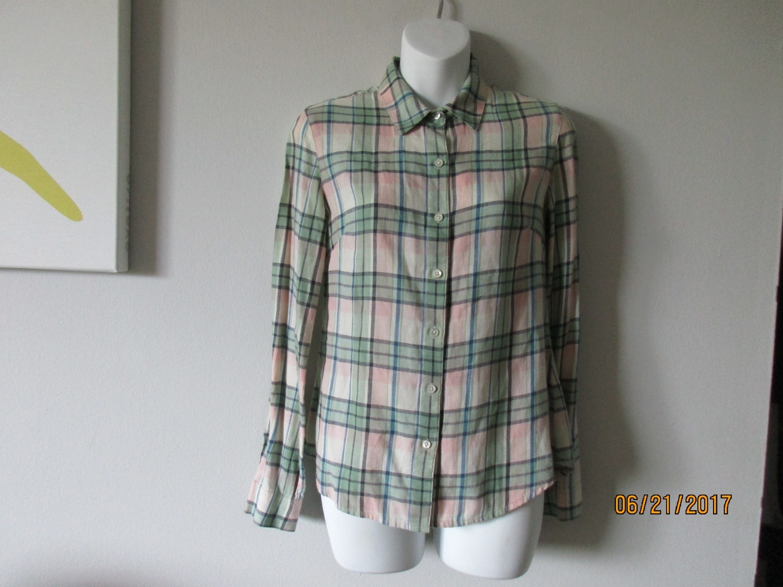 Standard JAMES PERSE Multi-Color Cotton Linen Ramie Long Sleeve Shirt Size 1