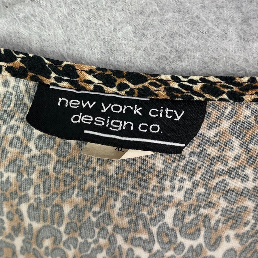 New York City Design Co Top Womens XL Animal Print Lace Trim Cami Slit Front