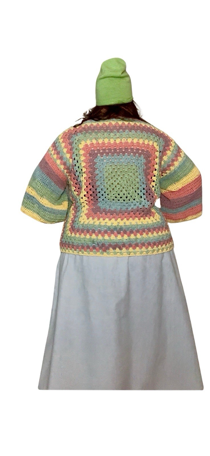 Plus Sz 3X/4X Crochet Granny Top NWT + Vintage Denim Skirt Bundle Wearable Art