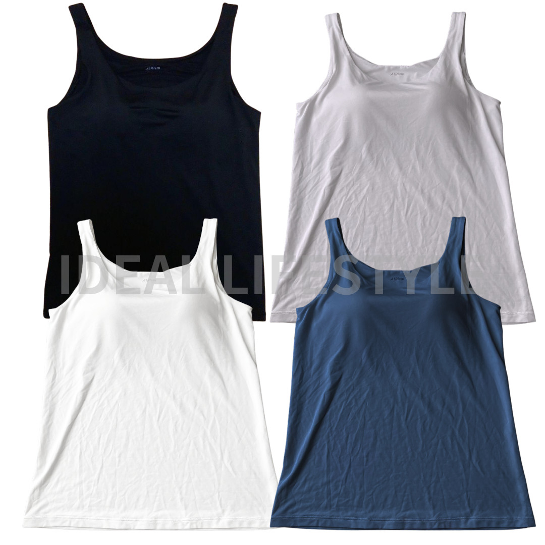 UNIQLO AIRism Sleeveless Bra Top S/M/L/XL 4Colors Tank with Cups 465713 NWT