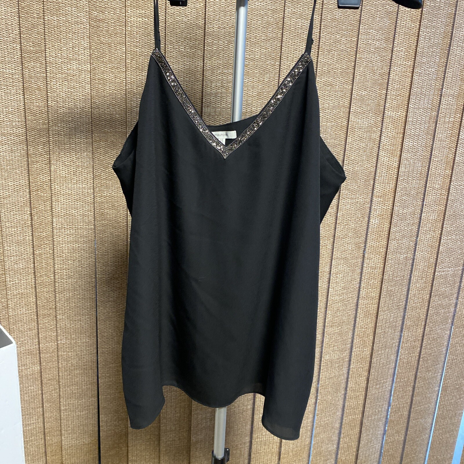 Maurices Black Sleeveless Top Cami with Sequin Detail XL