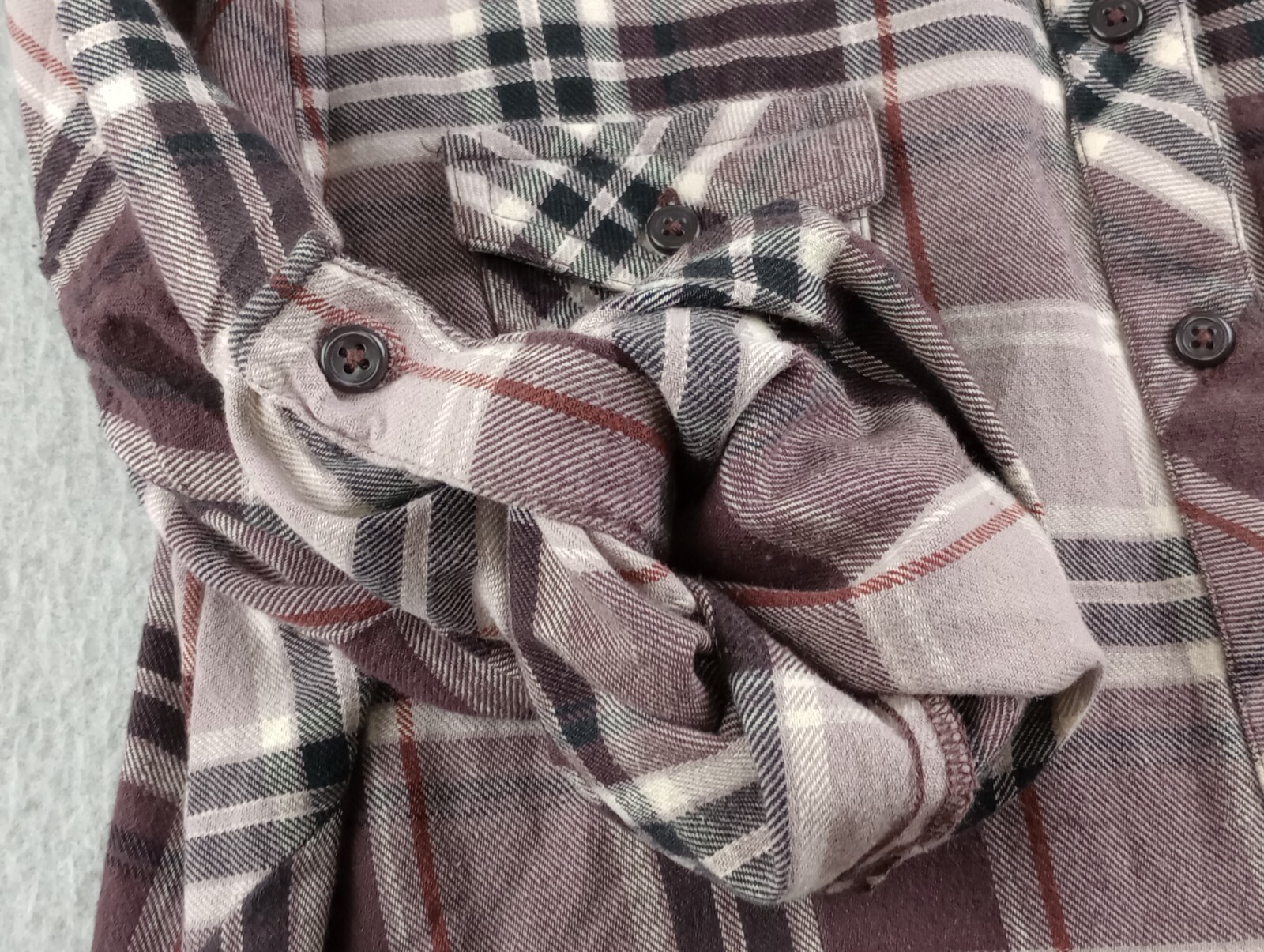 Magellan Shirt Womens Small Brown Flannel Western Roll Tab Flip Cuff Button Up