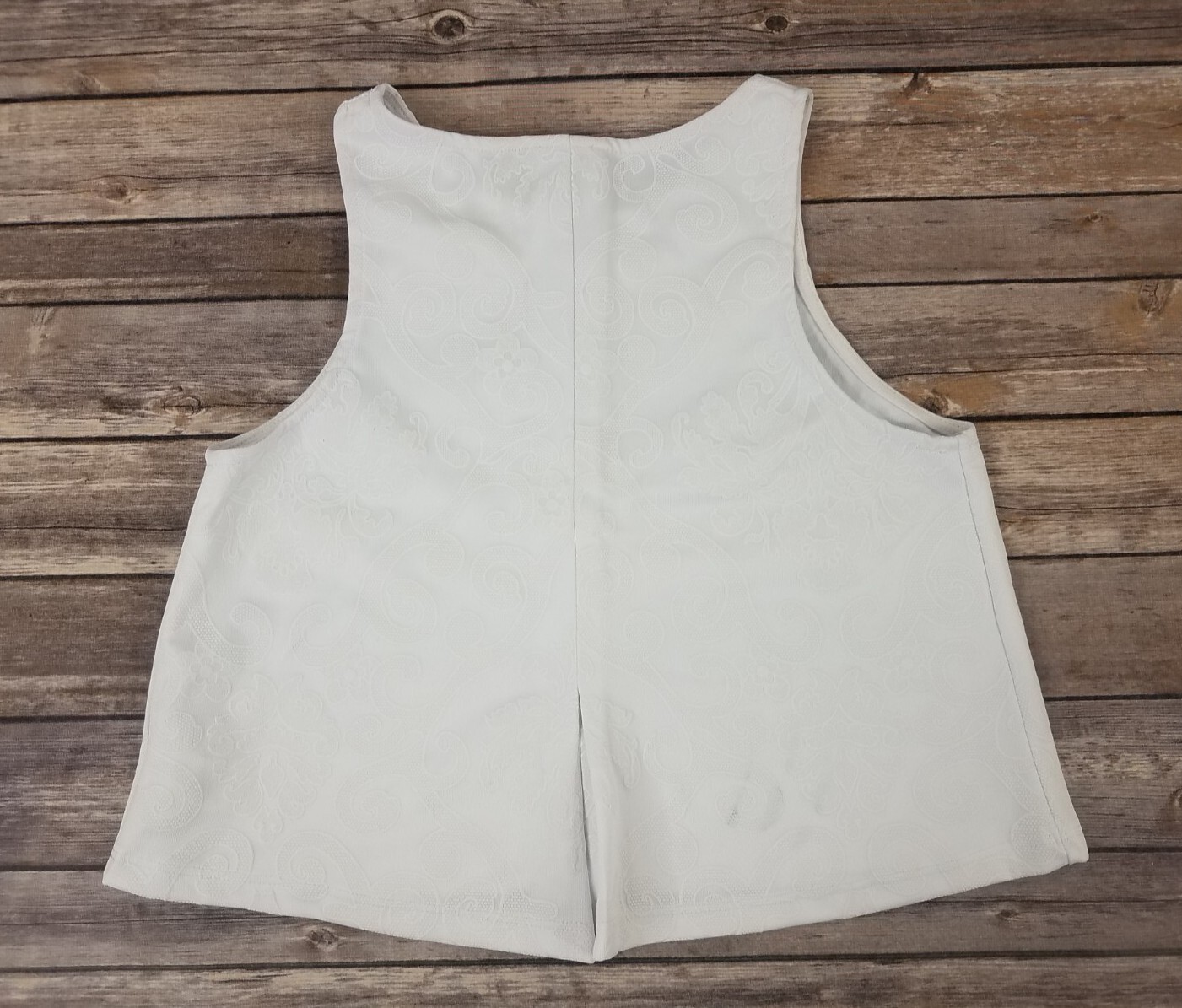Lily White Cropped Top Women Size S White Floral Sleeveless Beach New