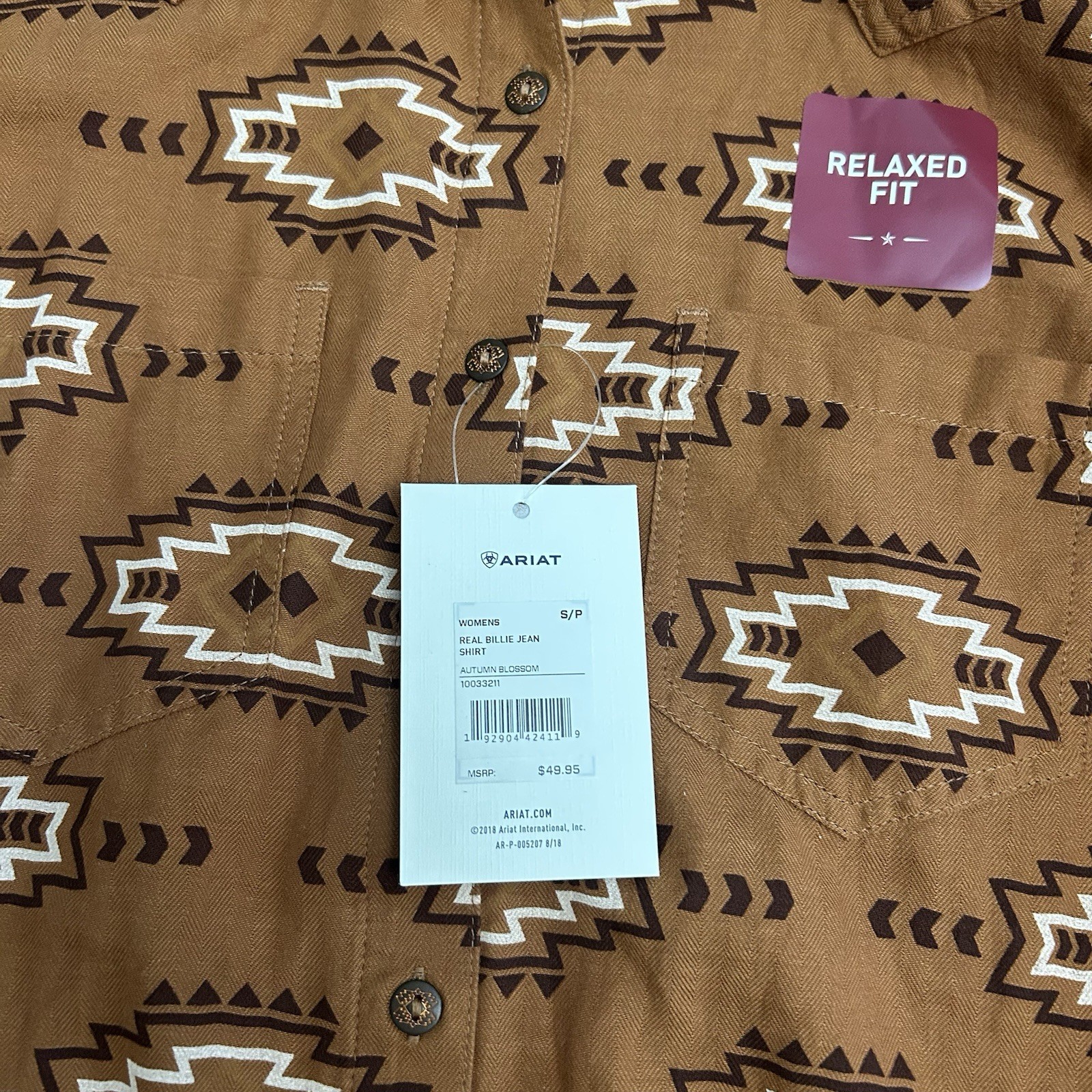 Ariat Real Women’s Billie Jean Button Down Shirt Southwestern Small Relaxed New