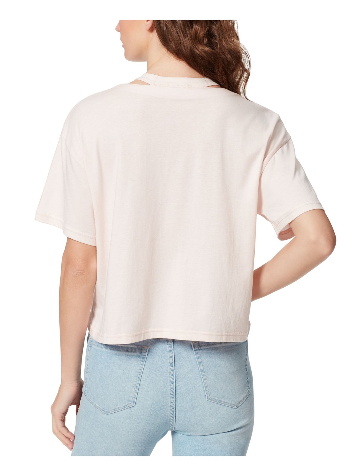JEANS Womens Pink Dropped Shoulder Split Hem Short Sleeve Crew Neck T-Shirt S