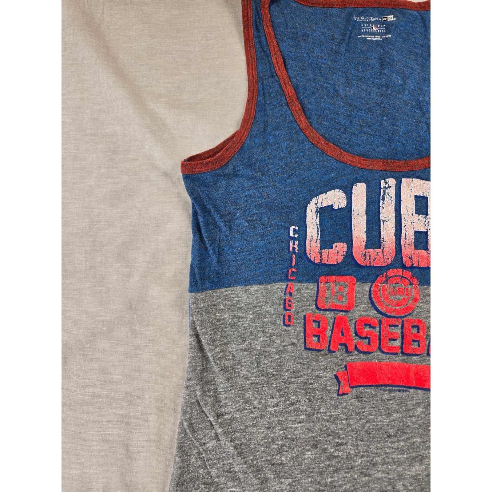 5th & Ocean Chicago Cubs MLB Colorblock Tank Top Blue Grey Red Large