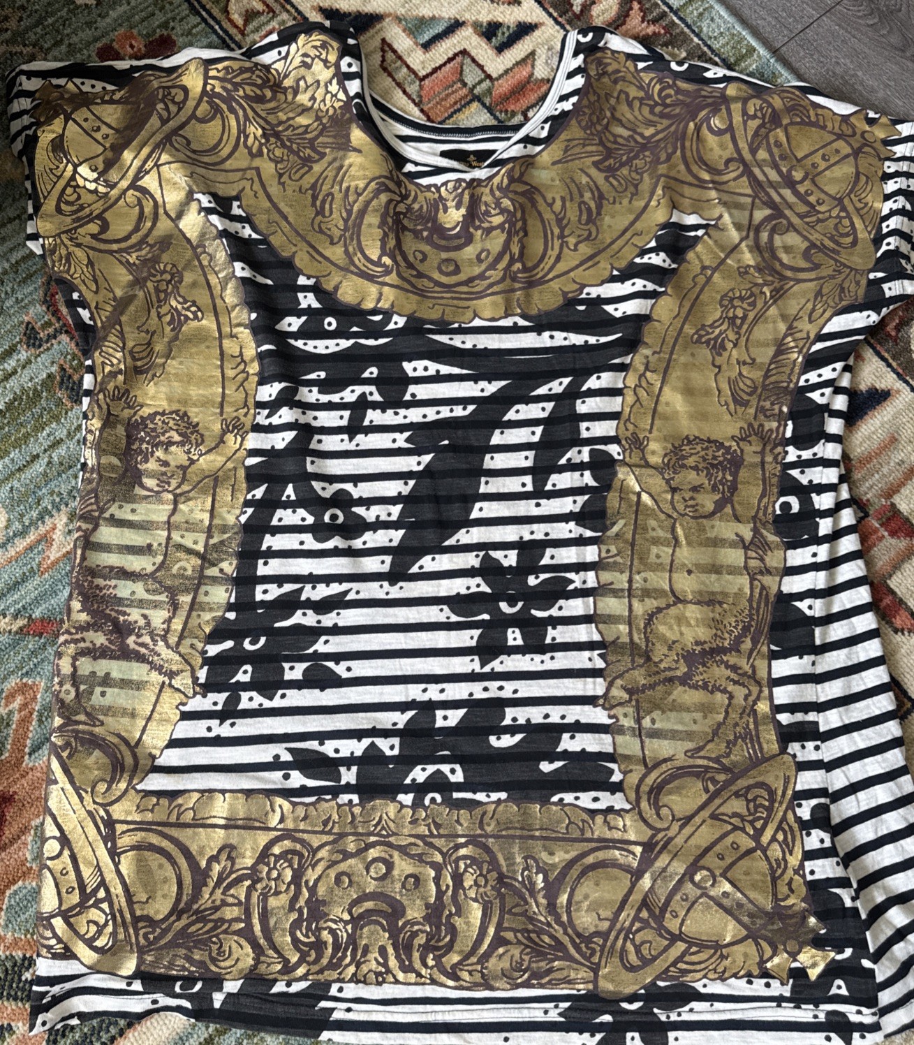 Stunning RARE VIVIENNE WESTWOOD CHERUB ORB Print DRESS/ TUNIC TOP / LONG TEE