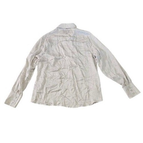 Peruvian Connection Women Medium Cream Floral Jacquard Viscose Button Up Blouse