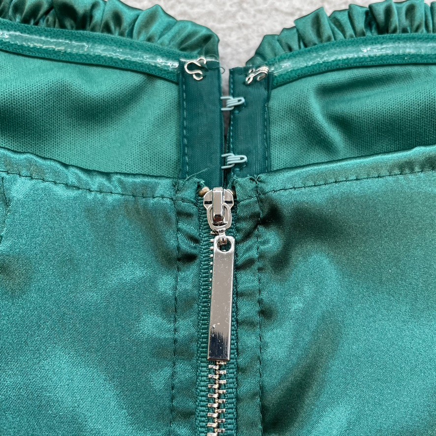 Superdown Sevilla Corset Top Womens Small Green Satin Strapless Club Festival