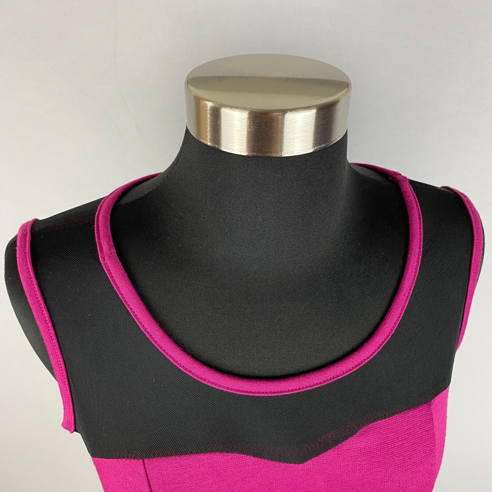 Scotty M Knit Peplum Tank Top Keyhole Back Mesh Accenting Polyester Rayon Blend