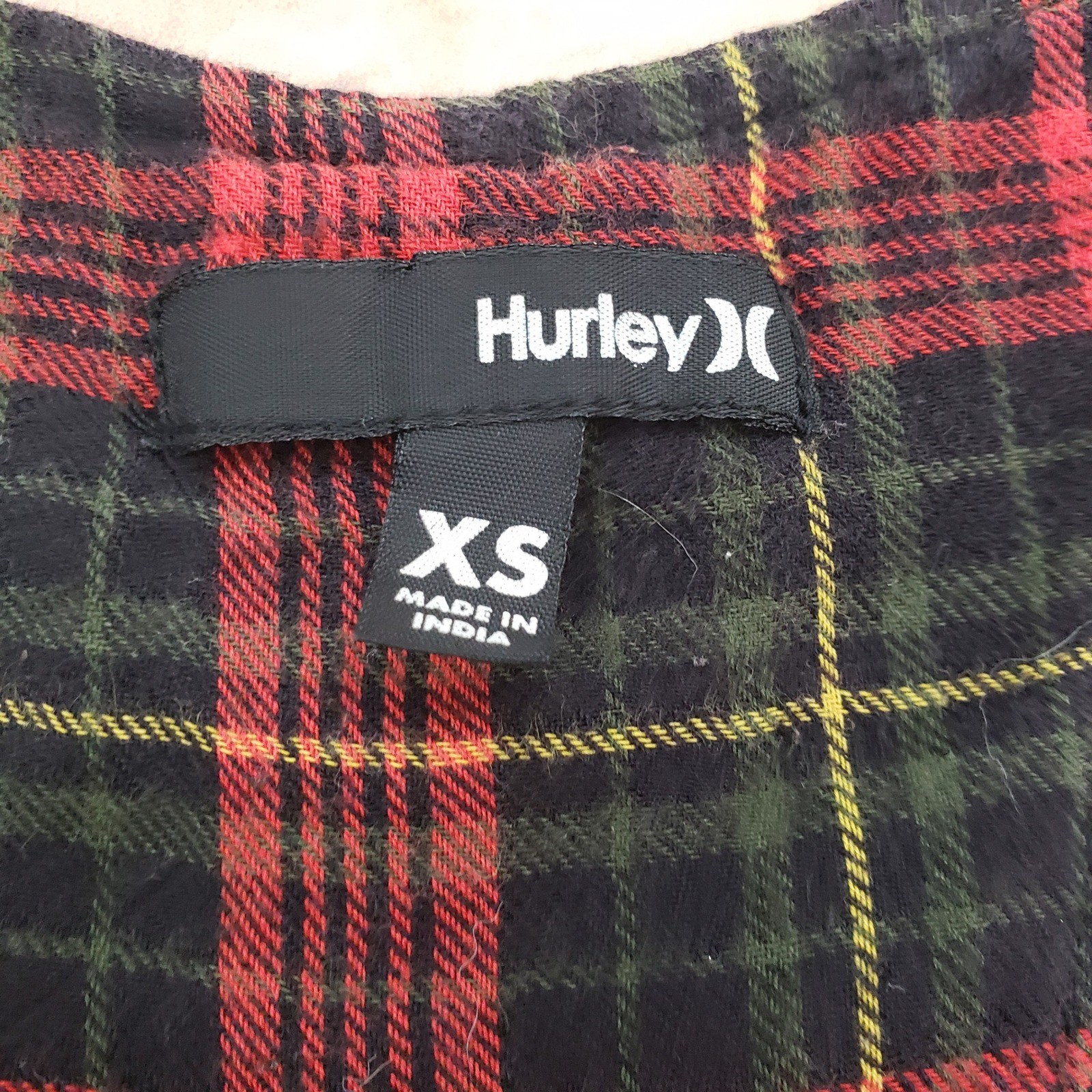 Hurley Shirt Womens Extra Small Red Plaid Tank Top Button Front Sleeveless Surf