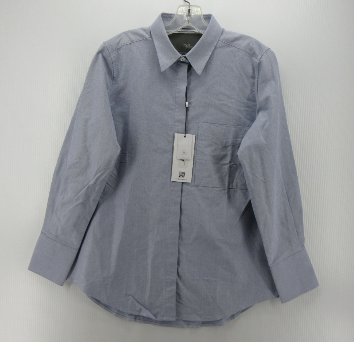 Claridge King Top Women Medium Blue Modified Boyfriend Shirt Flip Cuffs $225 NEW