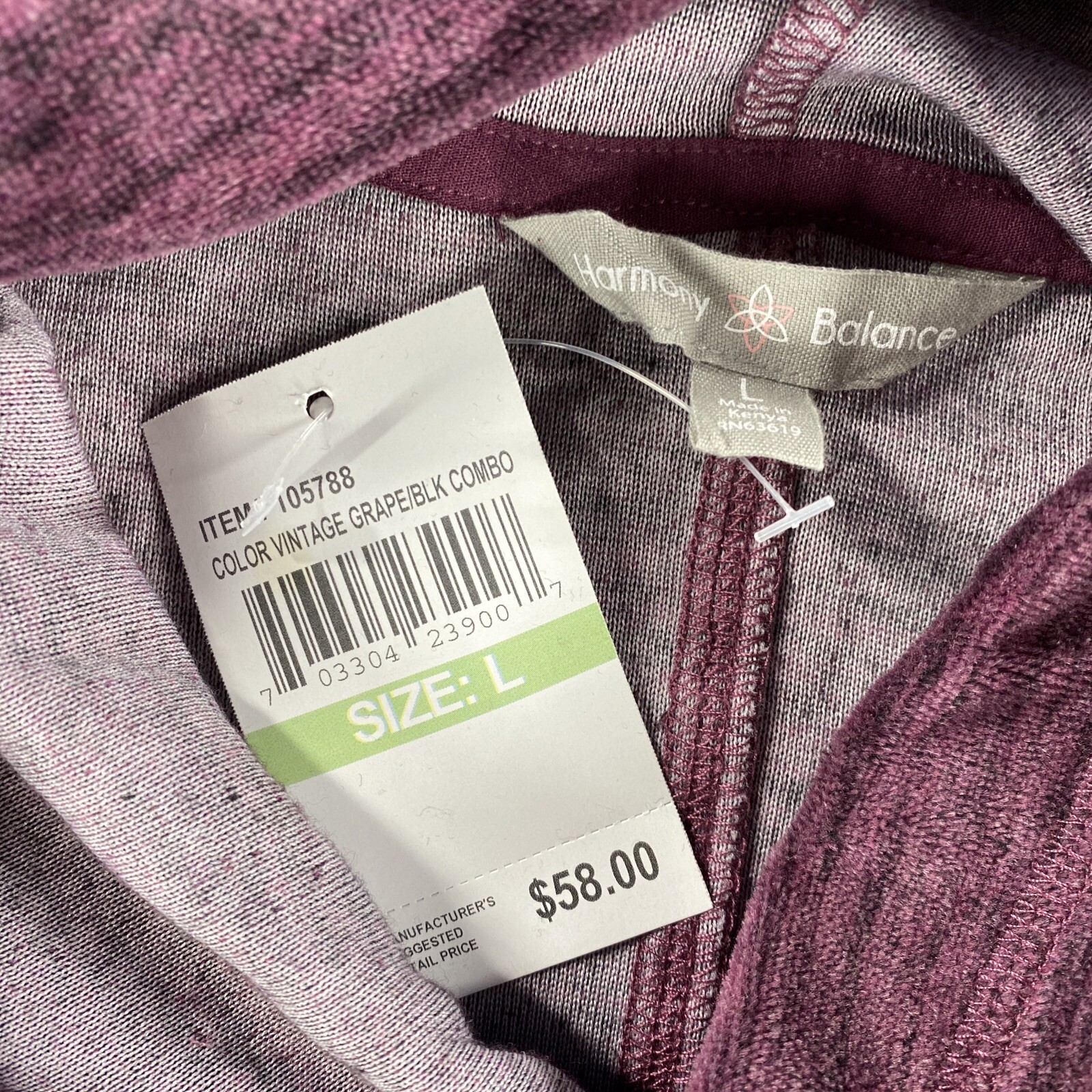 Harmony Balance Womens Long Sleeve Pullover Cowl Neck Purple Size Large