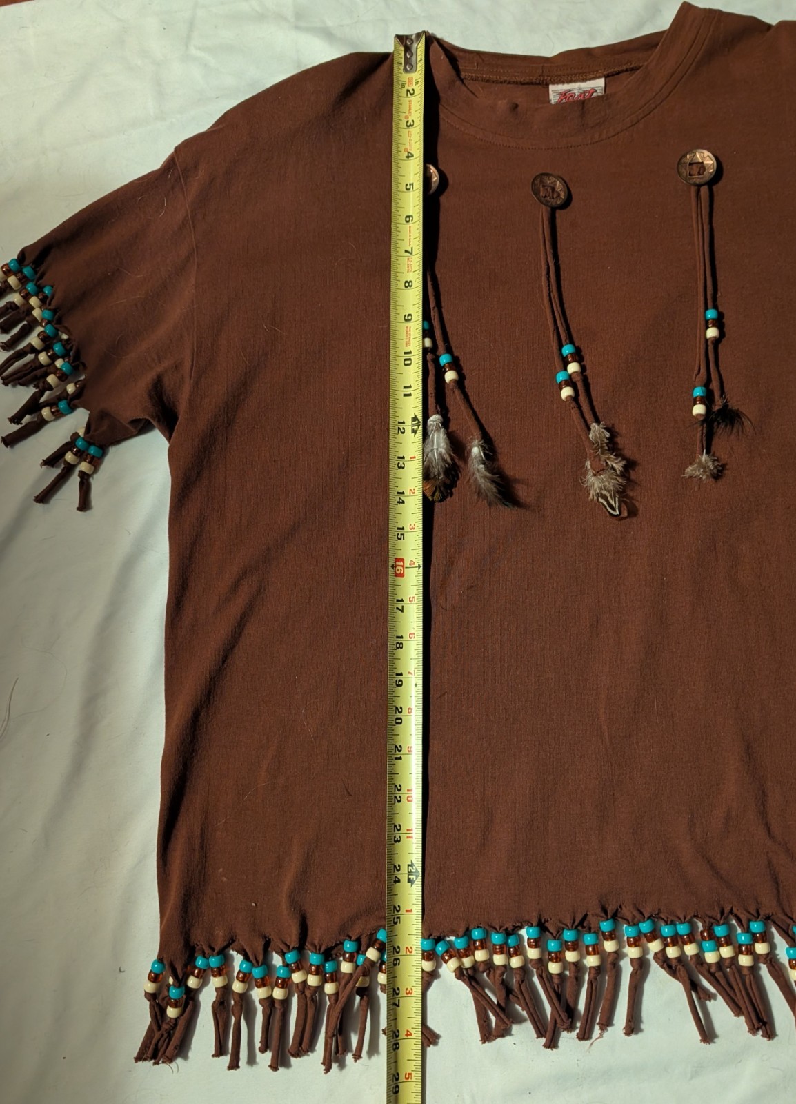 Fast Top Sz All Women Native Ethnic Southwest Boho Bead Fringe Accent Conchos