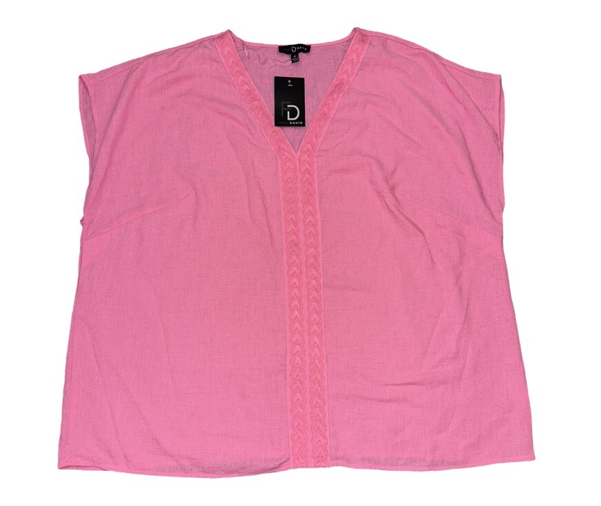 Fred David Tank Top Womens Size 2X Pink Sleeveless Pullover V Neck New
