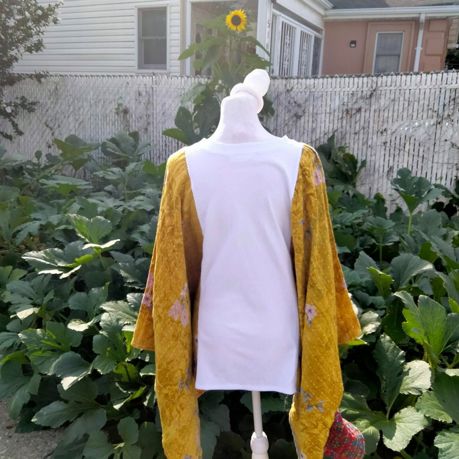 New! Hand painted Handmade Blessed Mother Floral Kantha poncho top one size