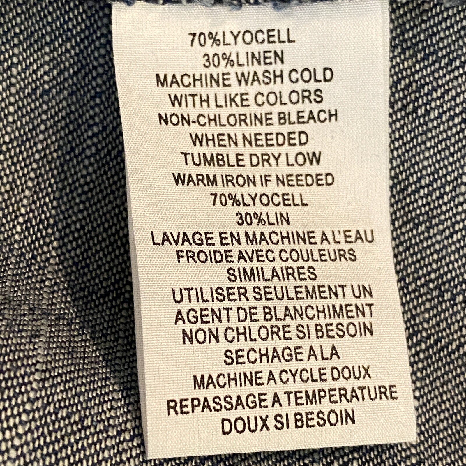Trina Turk Women’s Linen Blend Blue Denim 3/4″ Zip Long Sleeve Raw Hem Top Sz M