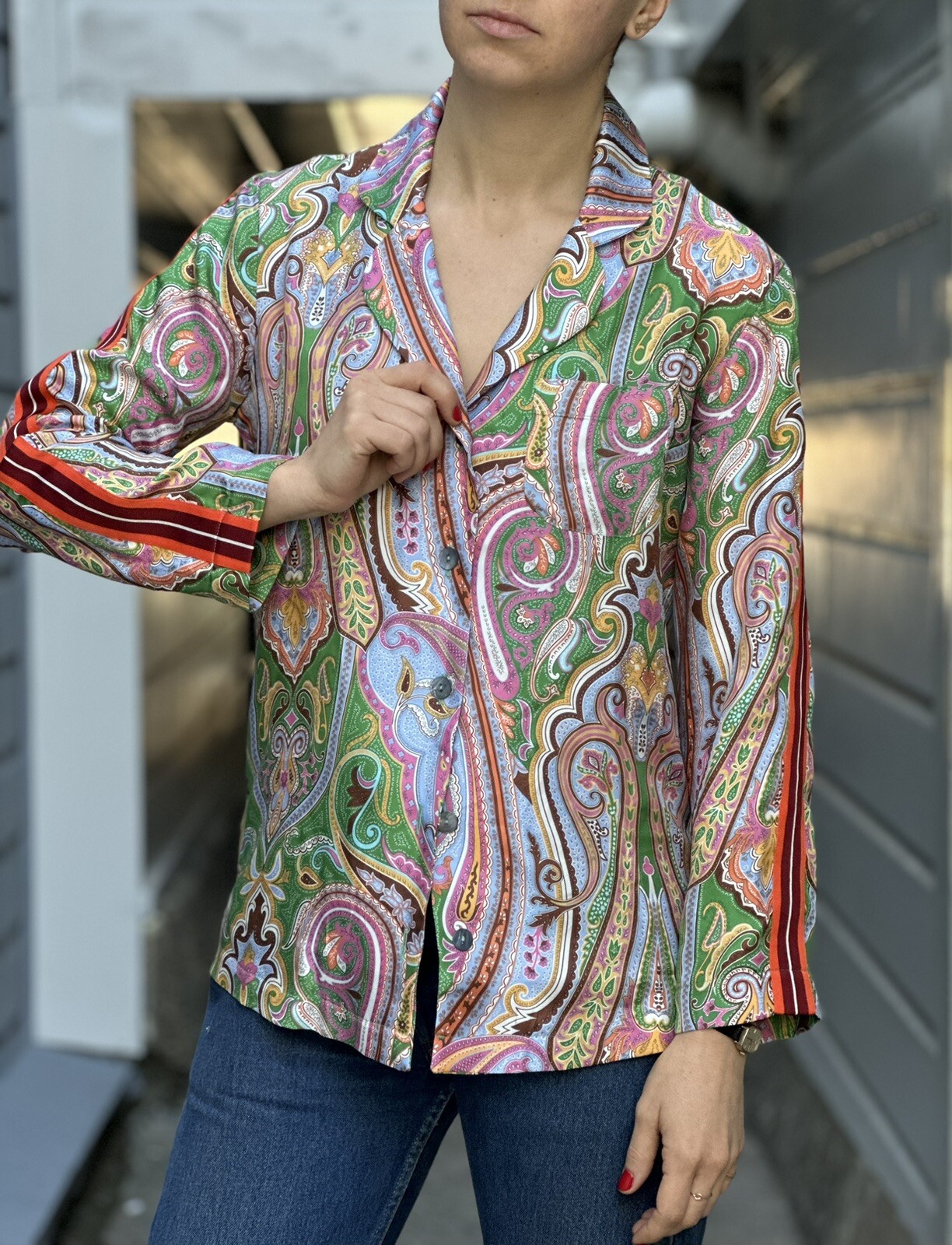 Nigel Curtiss Silk Shirt Paisley Casablanca Amiri Style Excellent Condition XS