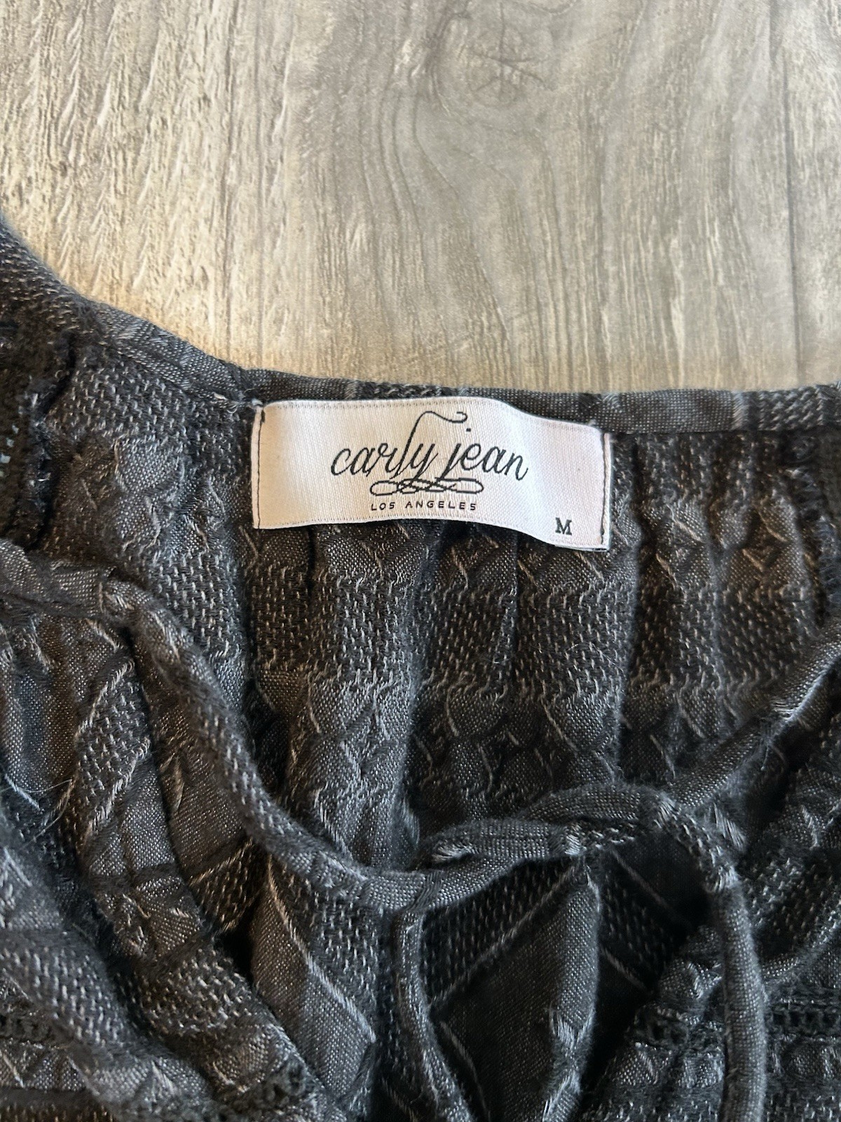 Carly Jean Los Angeles Womens Top Boho Textured Ruffle Balloon Sleeve Sz Medium