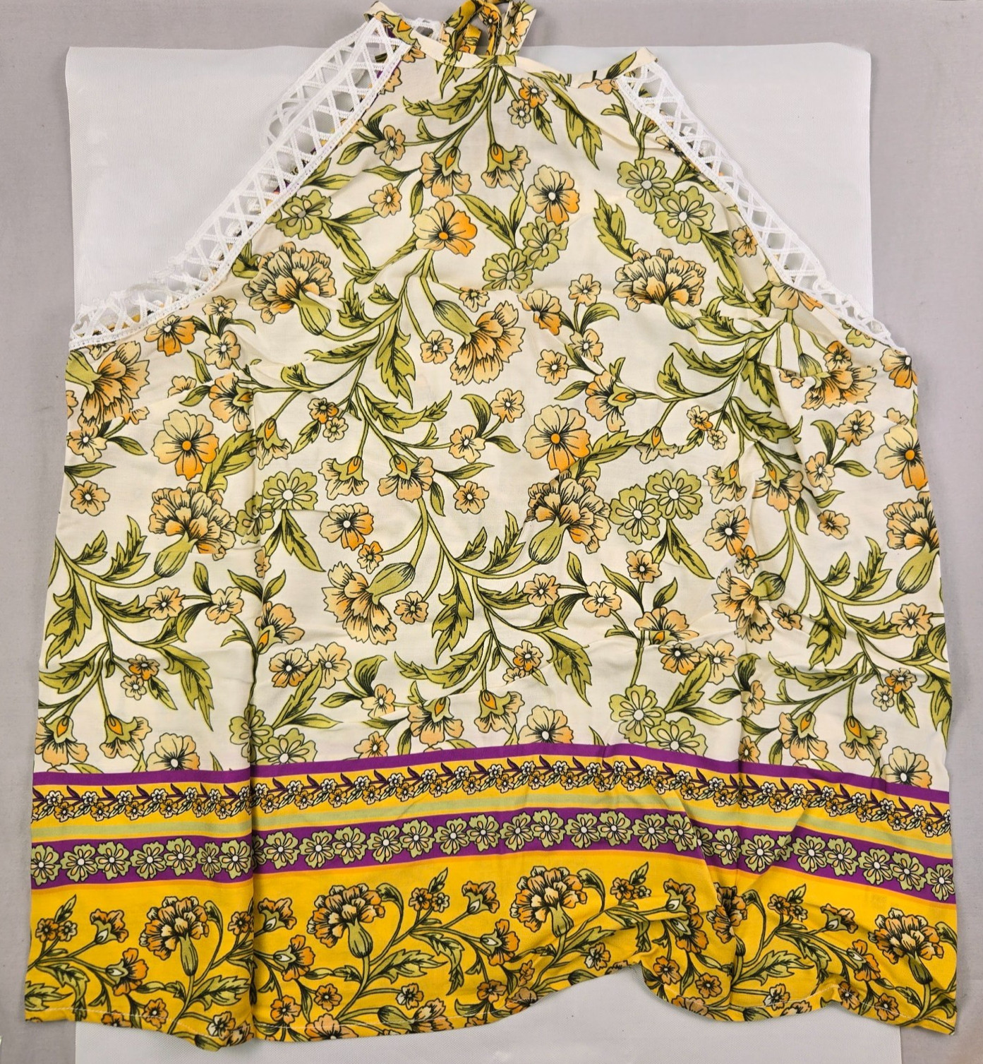CUPSHE Golden Bloom Floral Top Tie Halter Style Mid V-Back Small (8/10) NWT
