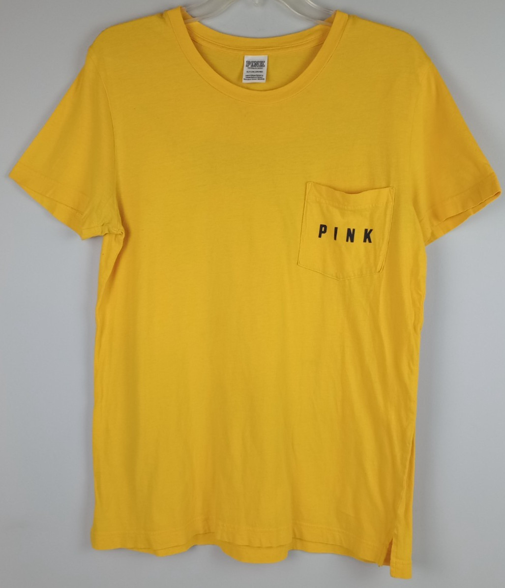 Pink Victorias Secret Adult S Yellow Pocket Dog Outline Shadow Graphic Tshirt