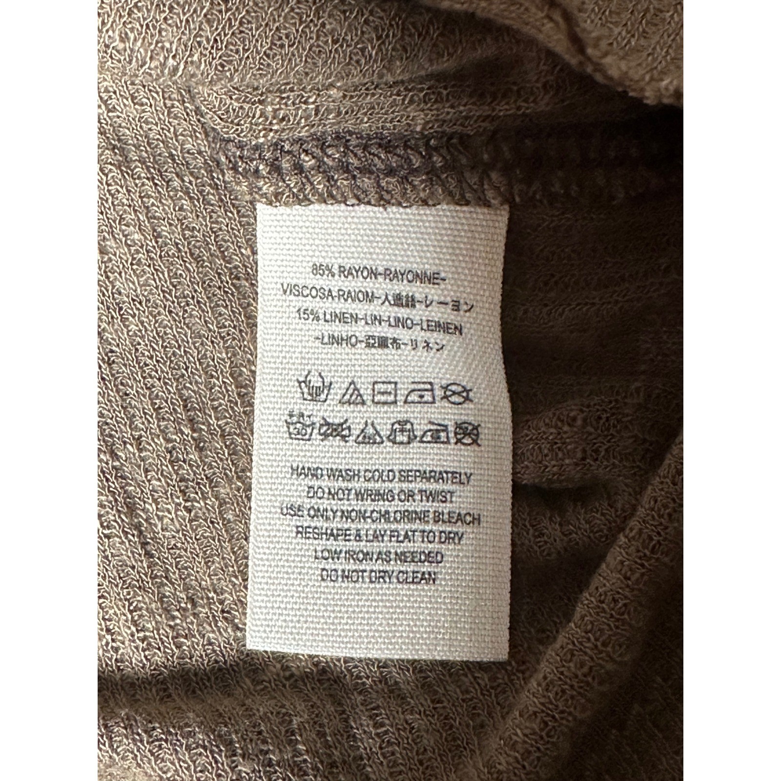 Free People We The Free Taupe Long Sleeve Scoop Neck Ribbed Top Large boho