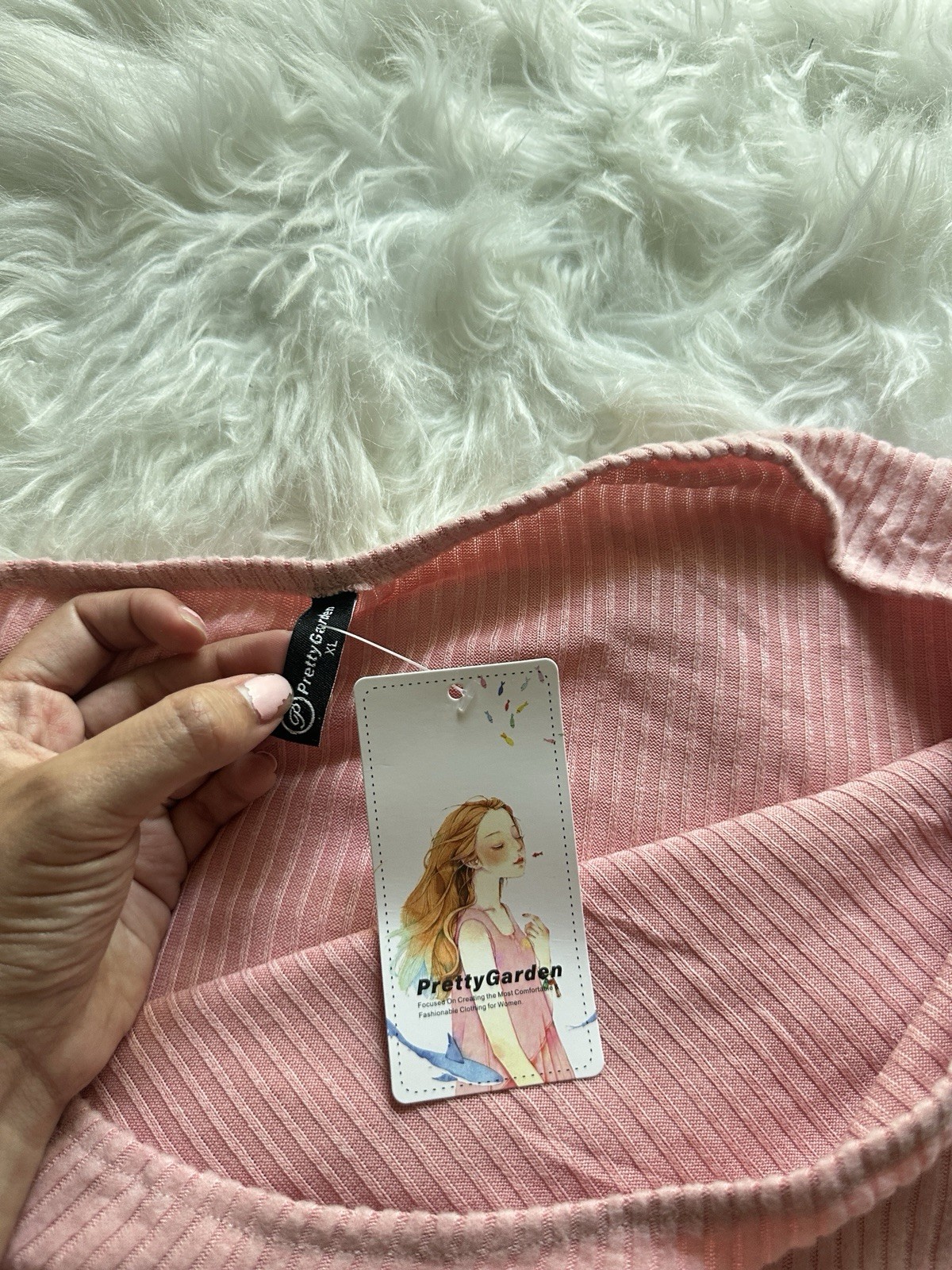 Pretty Garden Pink ribbed off the shoulder asymmetrical long sleeve top