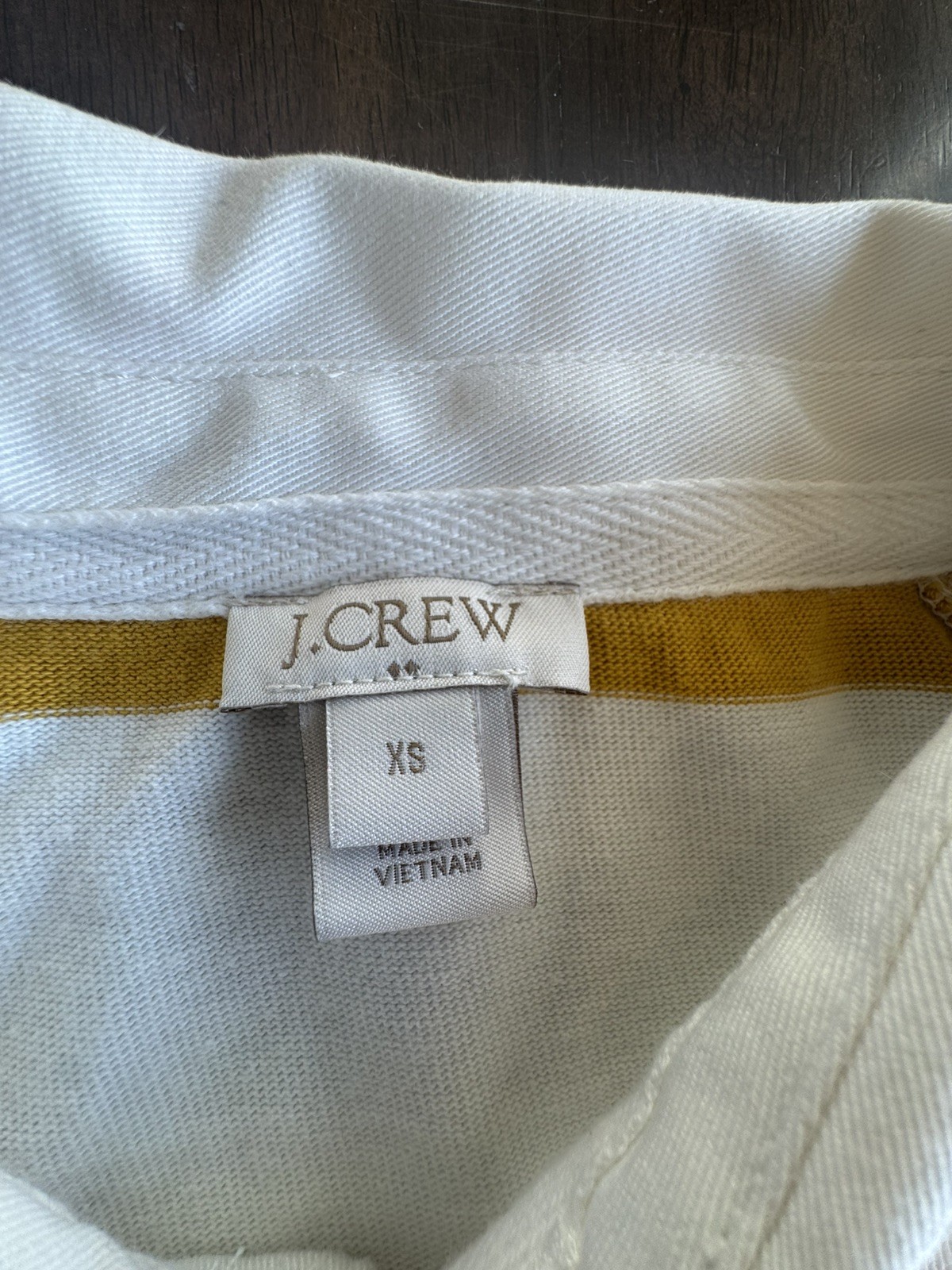 JCrew Women’s Long-sleeve 1984 Rugby Stripe Polo/ Mustard white stripe Size XS