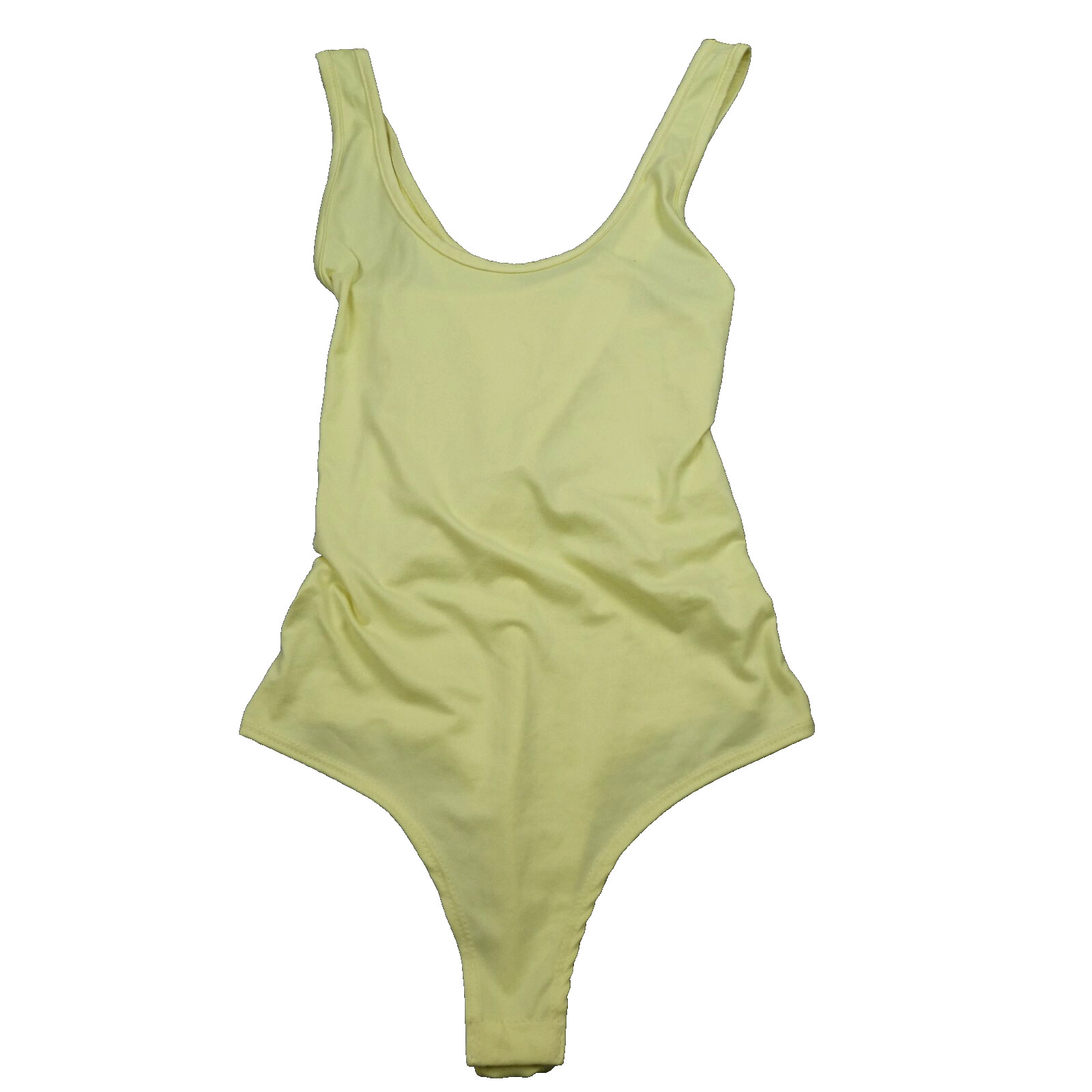 Gaze Women Bodysuit Size XS Yellow Scoop Neck Open Diamond Back Cutout NWT