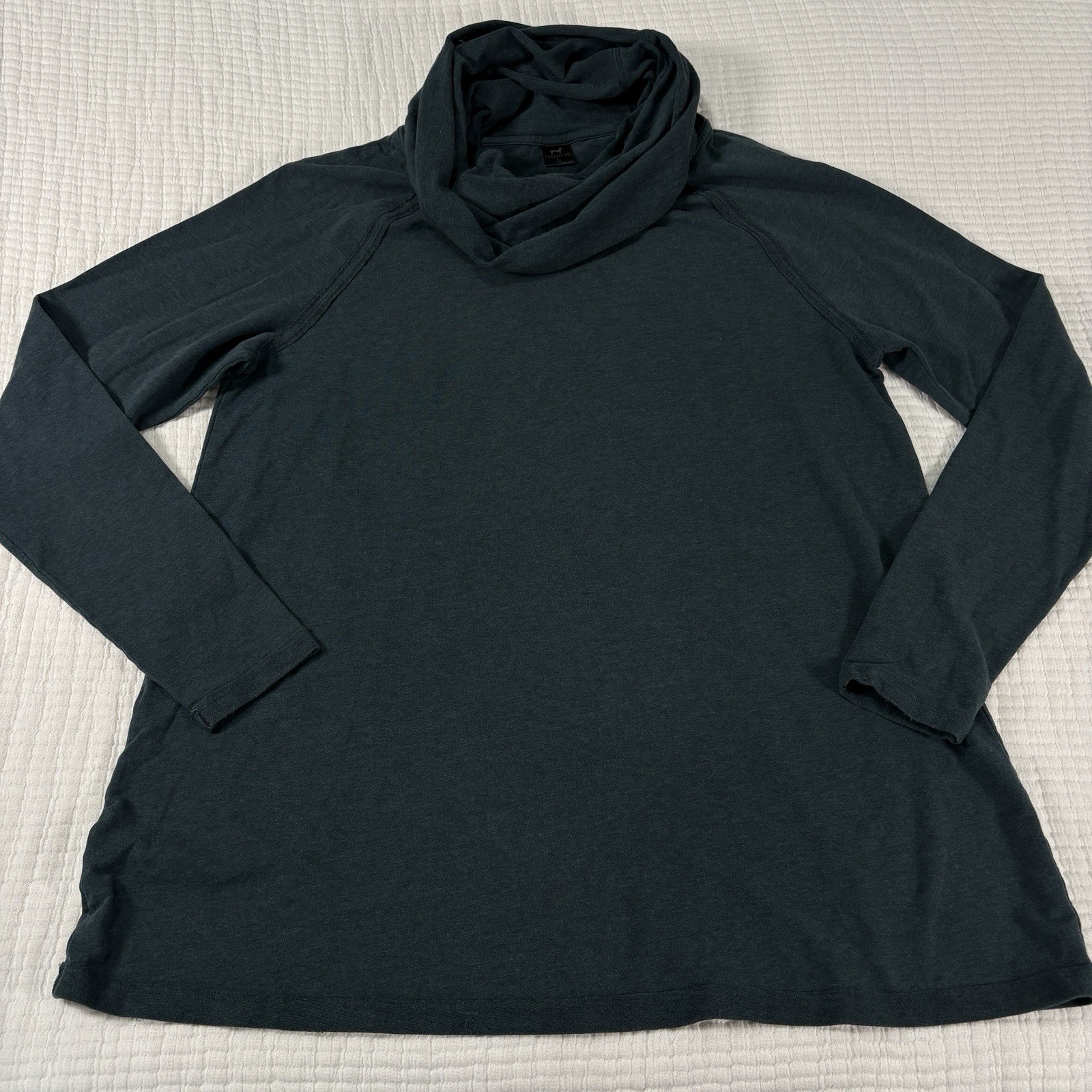 Peruvian Connection Sweater Womens Large Green Cowl Neck Shirt Cozy Pullover