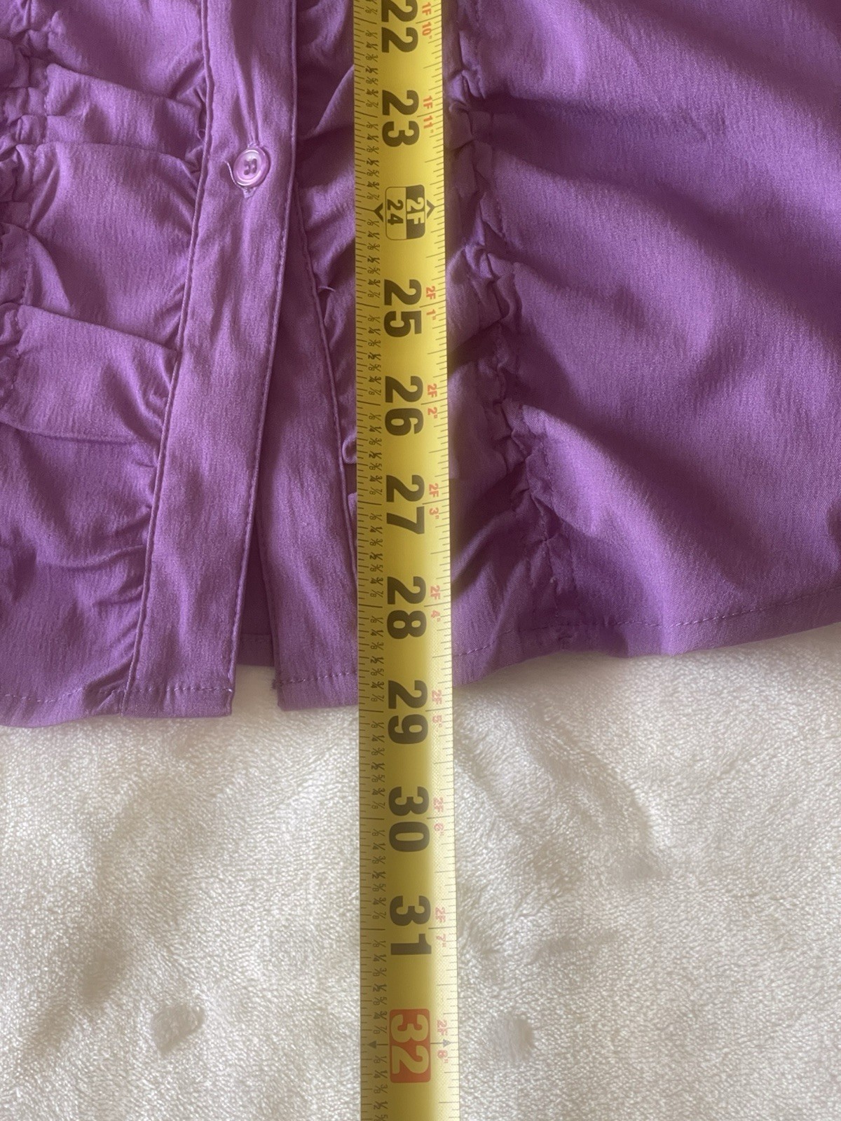 Fred David Women’s S Purple Collared Button-Up Ruffle Front Cap Sleeve Blouse
