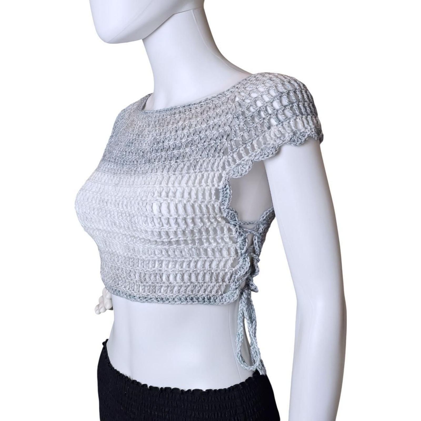 Handmade Crochet Side-Tie Crop Top
