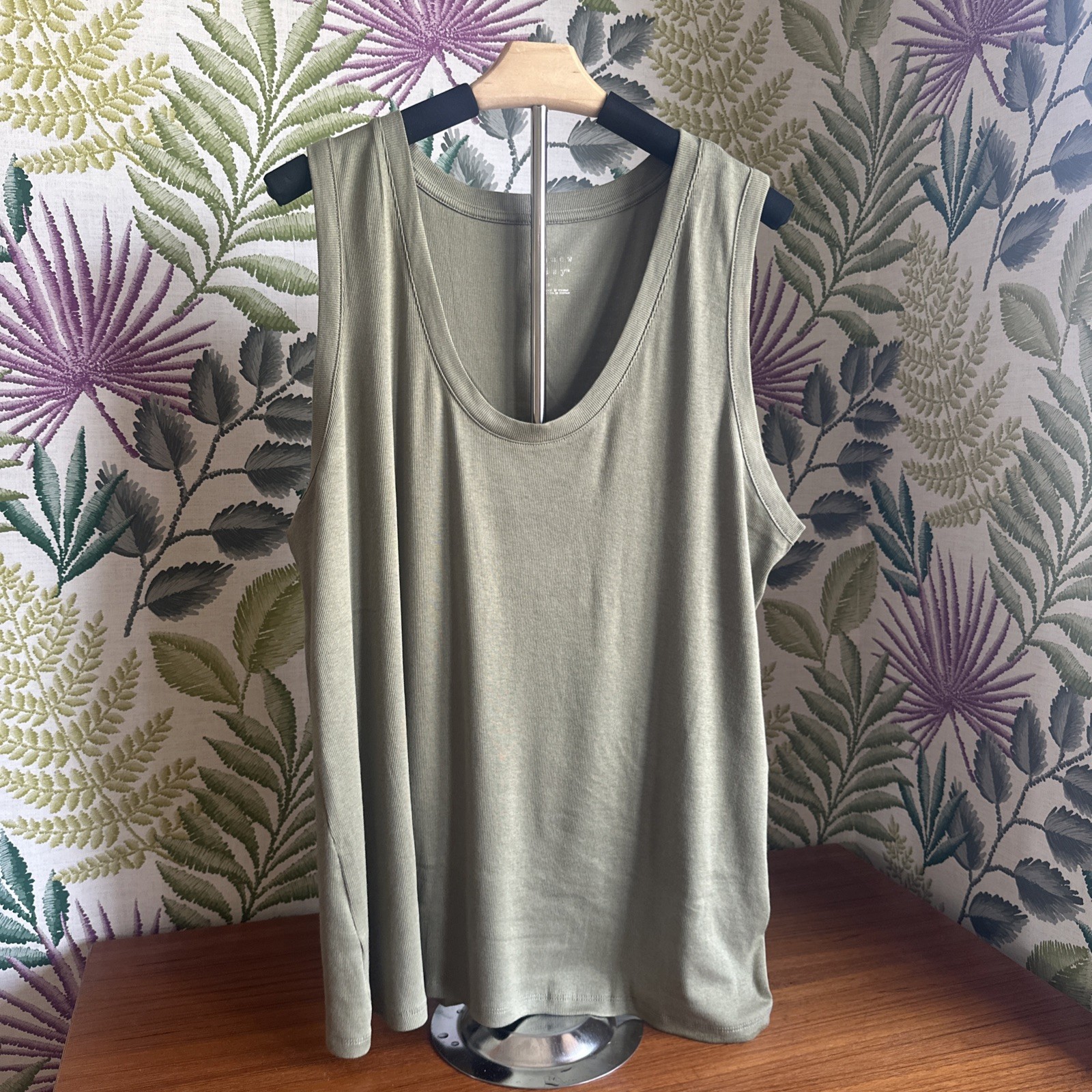 A New Day Olive Green Ribbed Tank Top Sleeveless Size 2X: BRAND NEW with tags