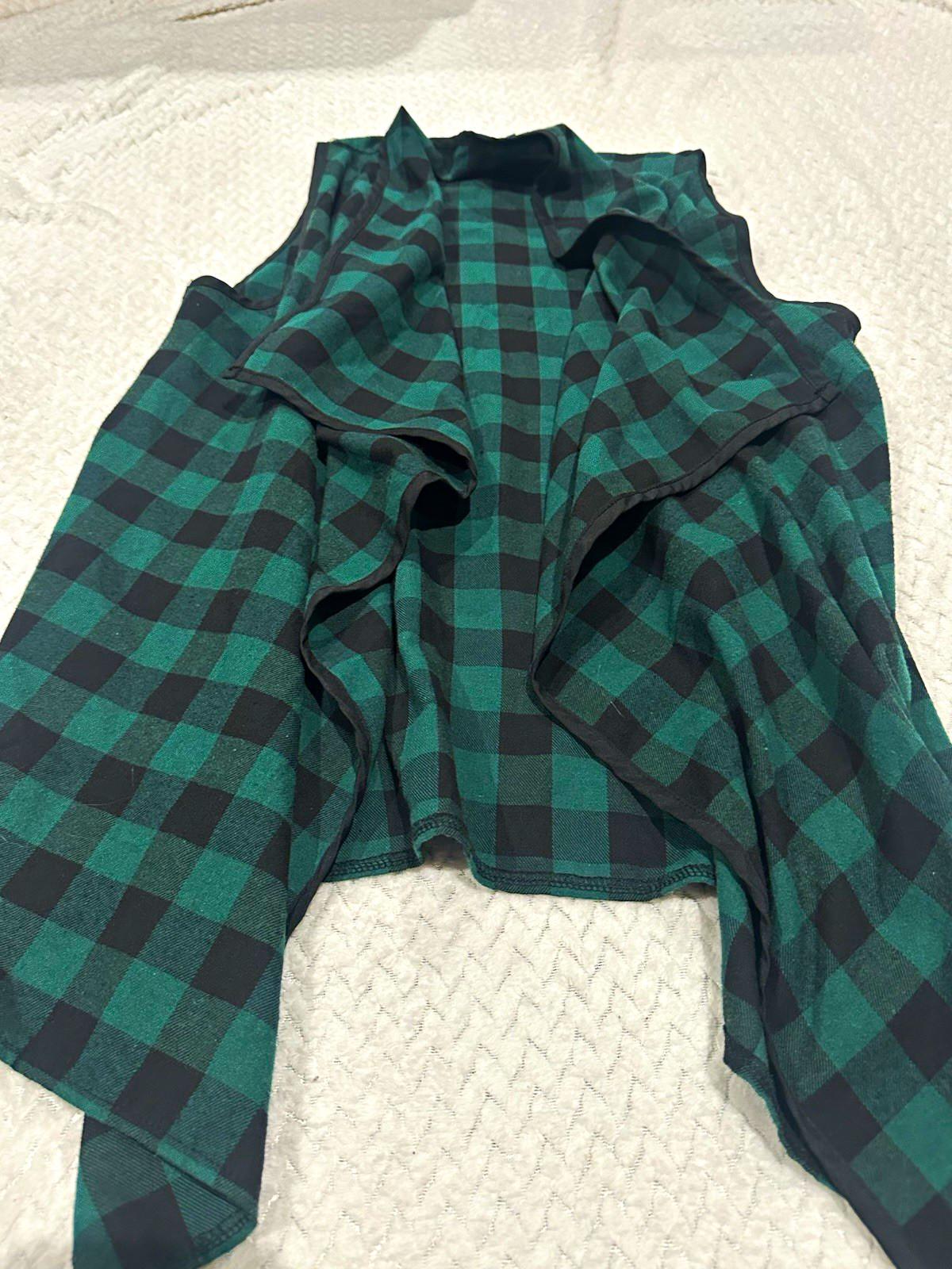 aili’s CORNER Women’s Green Black Plaid Ruffle Long Sleeve Blouse Size M