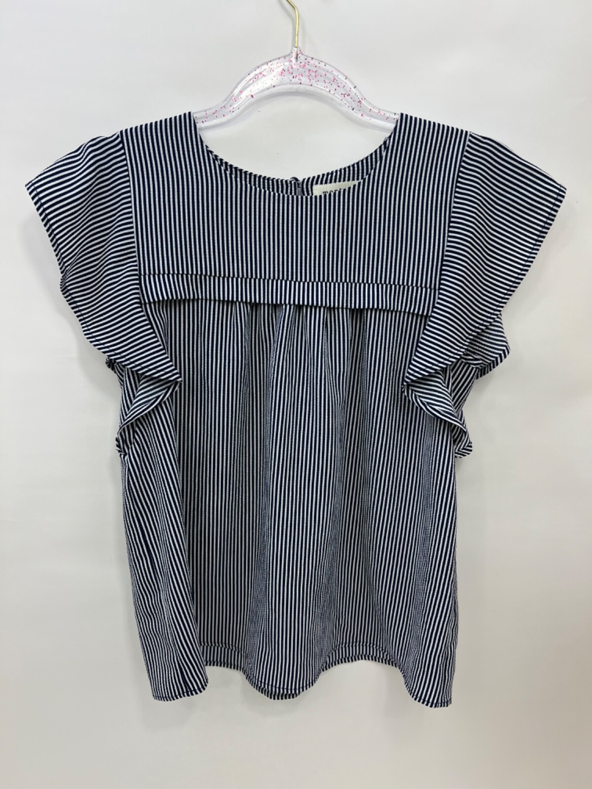 Monteau Striped Blouse Top White and Black Womens Size Medium – Pretty!