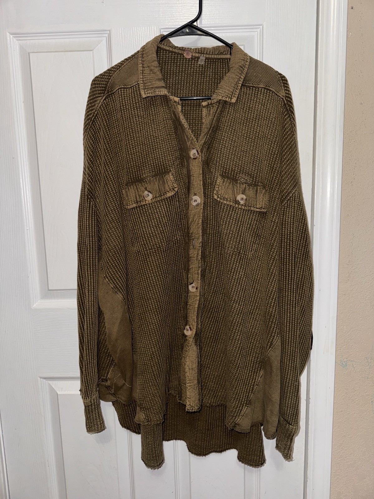 Free People FP One Scout Jacket Waffle Knit Brown – Size medium-Oversized