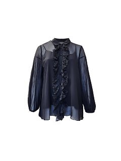 Marina Rinaldi Women’s Black Filmato Button Down Blouse NWT