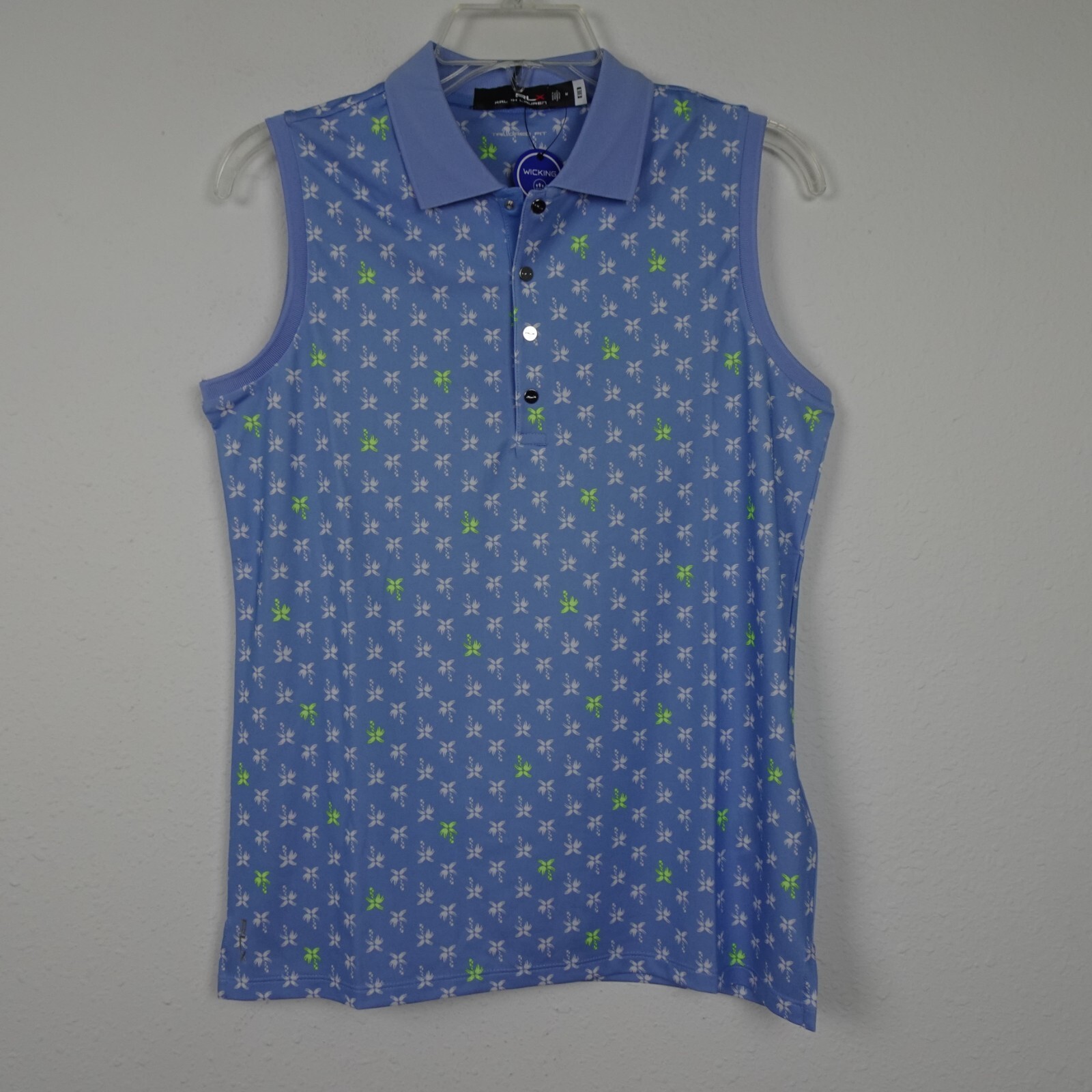 RLX Ralph Lauren Golf Polo Shirt Women’s Size M Blue Palms Tailored Fit